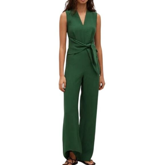 MNG Mango Green Sleeveless Pant Jumpsuit size Small - Picture 1 of 6